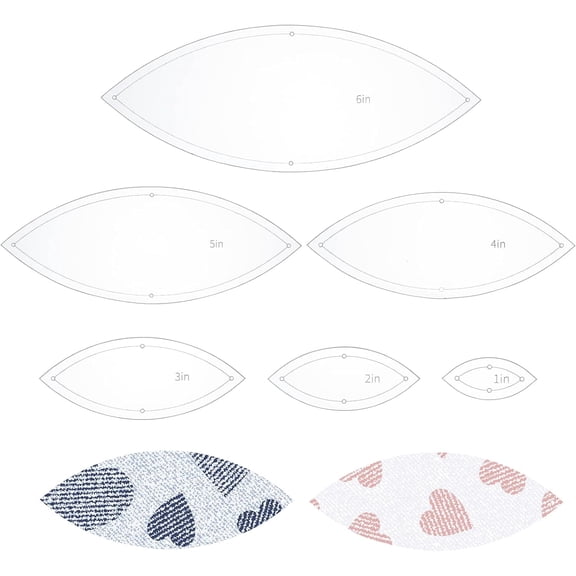 6PCS Leaf Quilting Templates Set 1" 2" 3" 4" 5" 6" Transparent Acrylic Quilting Rulers Templates 2.5mm Thick Stencils