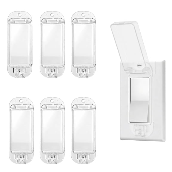 6PCS Light Switch Cover Guards, Youngster Proof Light Switch Cover with Snap Closure, Prevent Accidental Touch, Transparent Rocker Wall Switch Cover with Screws