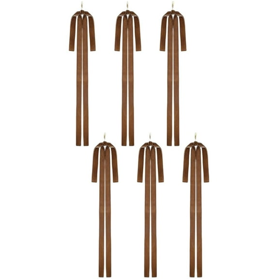 6PCS Long Velvet Christmas Bows for Staircase Garland Wreath, 15.75in x 23.62in Ribbon Bows for Xmas Tree Holiday Indoor Outdoor Decorations Home Decor (Brown)