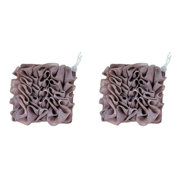 2PCS Loofah Washcloth Combo - 2-in-1 Exfoliating Shower Sponge with Drawstring Soap Holder - Soft Bath Puff Ball for Body Wash & Smooth Skin (Multicolor Set)