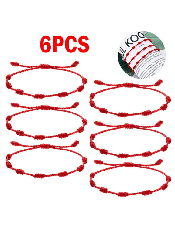 6PCS Lucky Red String bracelet Kabbalah Amulet 7 Knots Protection Rope Hot Gifts##