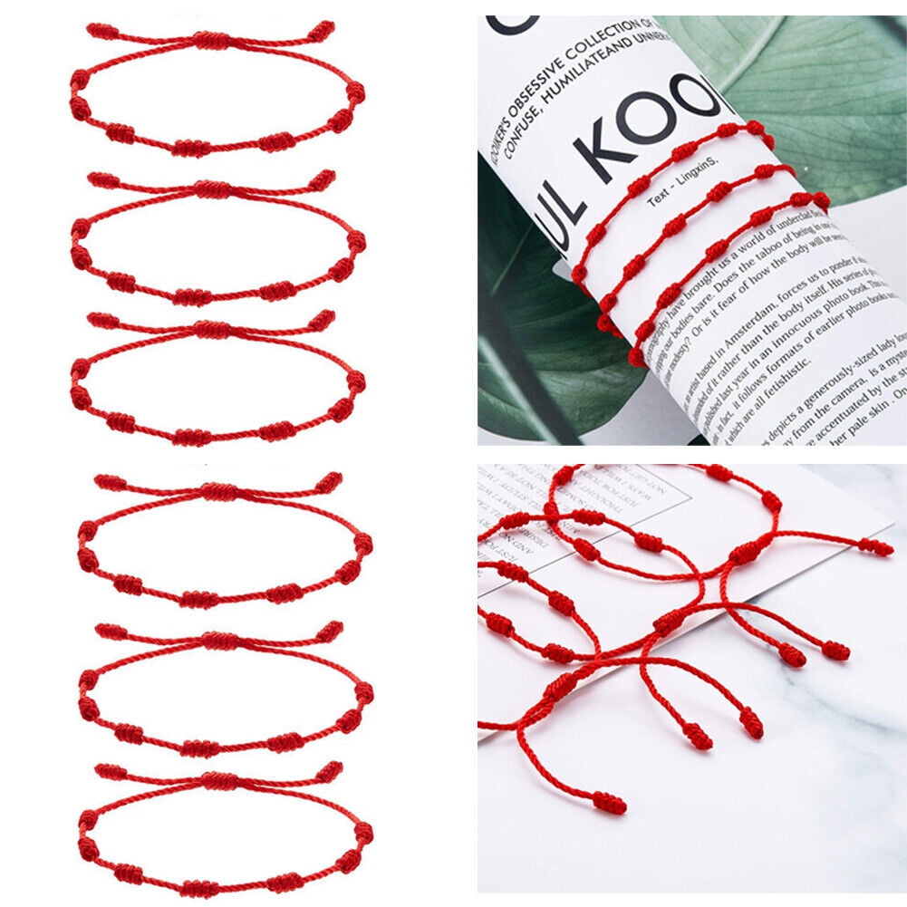 6PCS Lucky Red String bracelet Kabbalah Amulet Knots Protection