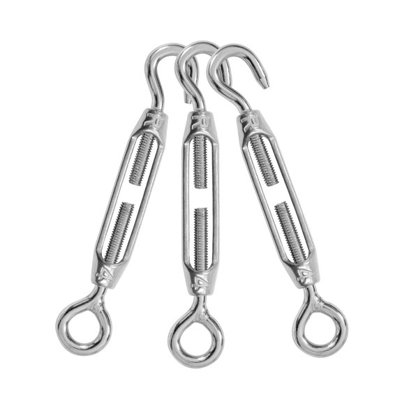 6PCS M6 Hook & Hook Turnbuckle 304 Stainless Steel Turnbuckle Wire Rope Tension Heavy Duty Turnbuckles for Cable Railing Wire Rope Hardware Kit (M6, Hook & Hook)