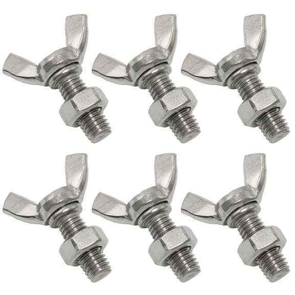 6PCS M8 1.25x20mm Stainless Steel Butterfly Screws Bolts with Nuts and Washers, Wing Bolts