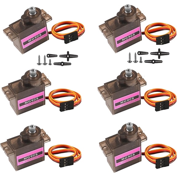 6PCS MG90S Micro Servo Motor, 9g Metal Gear Digital Servo for RC RC Helicopter Planes Boat Robot Car, 360 Mini Servos for Arduino Project, Raspberry Pi