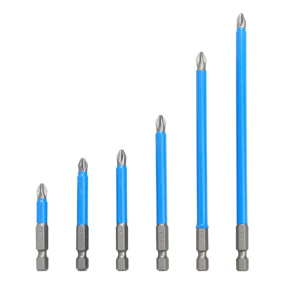 6PCS Magnetic Anti-Slip Drill Bit, PH2 Phillips Bits Set Hand Tools, Hex Shank Screwdriver Set for Power Screwdriver Drill Impact Driver Tool Accessory (50-150mm Length)