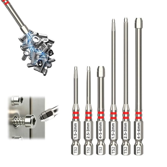 6PCS Magnetic Hex Shank Screwdriver Bits Set, Pagoda-Shaped Design for Electric Drills & Wrenches, Electric Drills and Wrenches Screwdriver Bit Set for Precise Torque Transmission