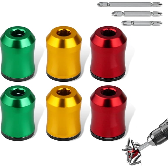 6PCS Magnetic Screw Holder Ring, Magnetic Ring for 1/4" Hex Screwdrivers & Power Bits, Bit Magnetizer for Drill, Power Tools, Mechanics and Carpenters