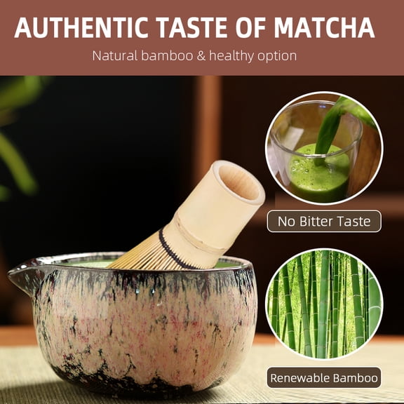 6PCS Matcha Whisk Set Whist and Spout Bowl with Bamboo Shaker Matcha Making Accessories Tea Ceremony