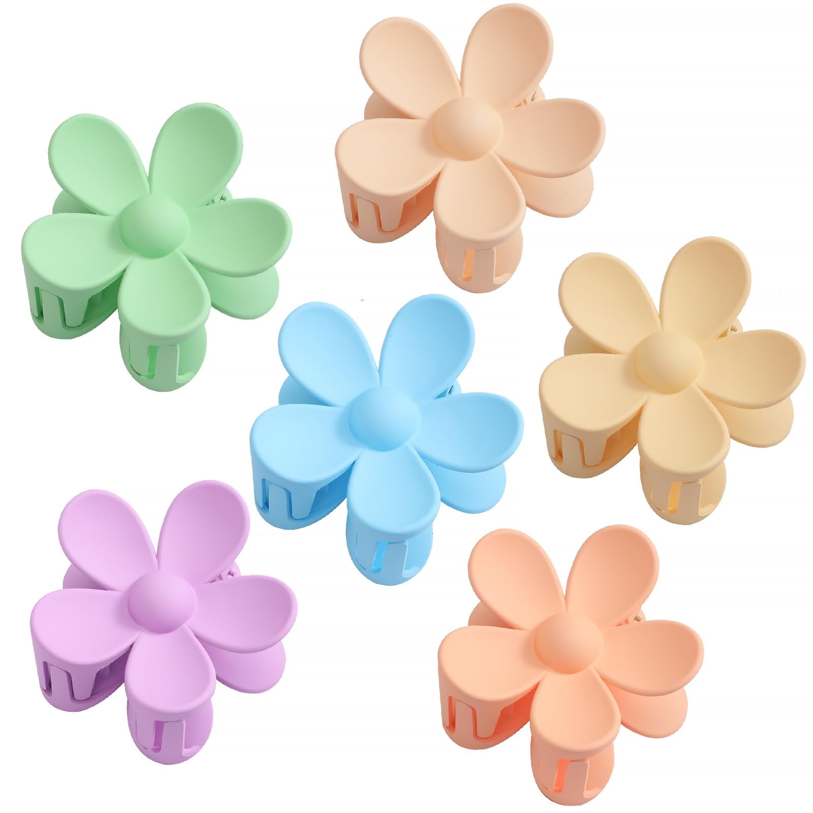 6PCS Matte Flower Hair Clips, Large Claw Clips For Women Thick Hair, Big Cute Daisy Hair Clips
