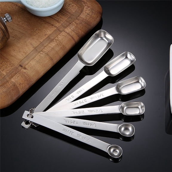 6PCS Measuring Spoons Set, Stainless Steel Measuring Spoons, Long Handle Measuring Spoons, Metal Tablespoon
