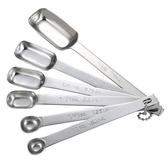 6PCS Measuring Spoons Set, Stainless Steel Spoons, Long Handle Metal Tablespoon