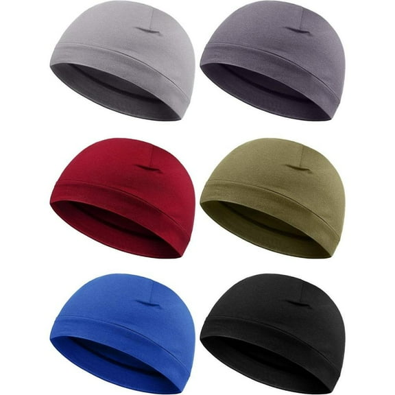 6PCS Men Skull Caps Cotton (head circumference of 20.5-23.5 inches)Beanies Sleep Hats Multifunctional Helmet Liner Cap for Men and Women