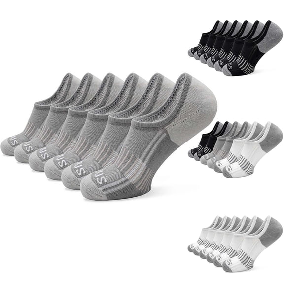 6PCS Men's Cotton Cushioned Short Sport Socks, Thick Terry Sweat Wicking, Anti Slip Low Cut Socks, Comfort Athletic Socks for Outdoor Training Daily | TruHer,Silver Free Size