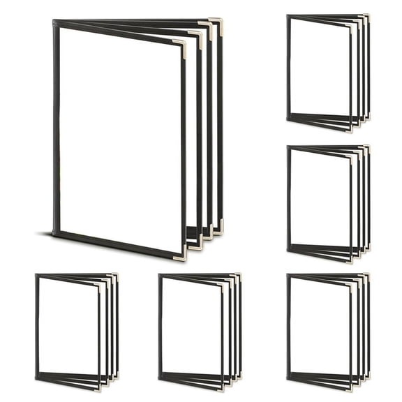 6PCS Menu Covers,Menu Holder 4 Page 8 View Transparent Restaurant Menu Cover Book Fits 8.5x11inch Standard Size
