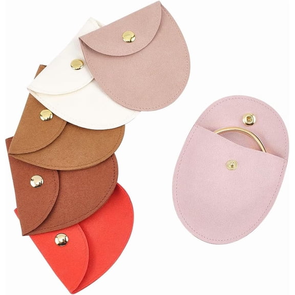6PCS Microfiber Jewelry Pouch 6 Colors Jewelry Storage Bags Snap Purse Pouch Bag Luxury Small Jewelry Gift Bags for Earring Ring Bracelet Necklace Packaging 3.07x3.13inch Mixed Color
