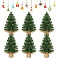 thumbnail image 1 of 6PCS Mini Christmas Pine Trees with Wooden Base, Christmas Tree Table Top Ornaments for Christmas Xmas Home Office Desk Decor Gifts (7.87 inch), 1 of 9