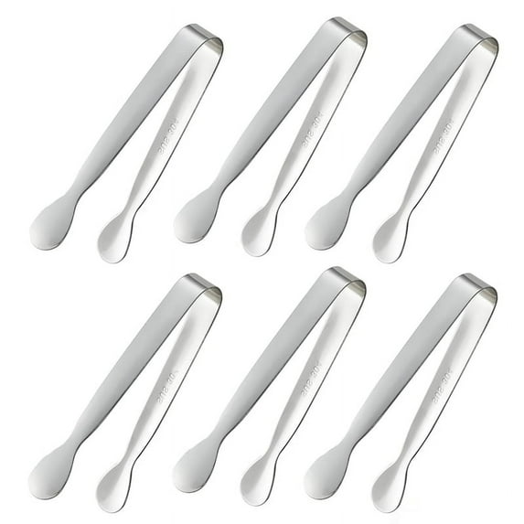 6PCS Mini Small Tiny Tongs, 4.25Inch Stainless Steel Small Tongs for Serving Food, Kitchen 304stainless Steel