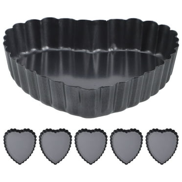 6PCS Mini Tart Pan Nonstick Heart Shaped Pans with Removable Bottom for Baking Cakes Pies and Desserts for Valentine's Day and Special Occasions