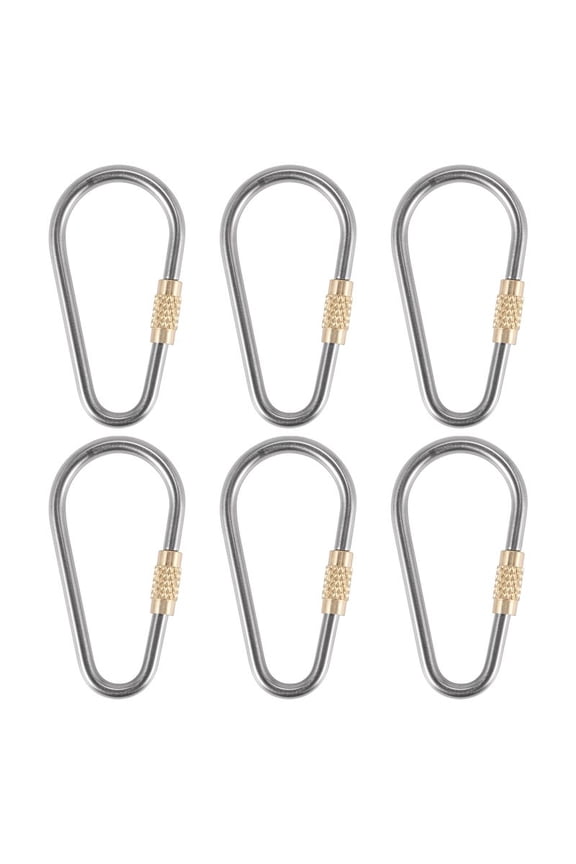 6PCS Mini Titanium Locking Carabiner,Small Sturdy D-Ring Keychain Clip for Indoor Outdoor Backpack Climbing