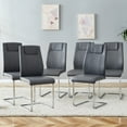 thumbnail image 1 of Modern Grey PU Leather Dining Chairs (Set of 6) - Padded Seat & Metal Legs for Kitchen/Living Room - 16" Wide, Comfortable Design, 1 of 25