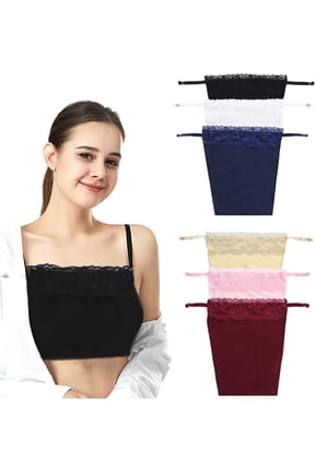 6PCS Modesty Panels for Low Cut Tops,Women's Lace Clip-on Imitation Camisole Bra Insert Overlay Modesty Panel Vest,Lace Anti Peep Anti-Exposure Mock Camisole Invisible Bra Vest for Low-Cut Tops,Dress