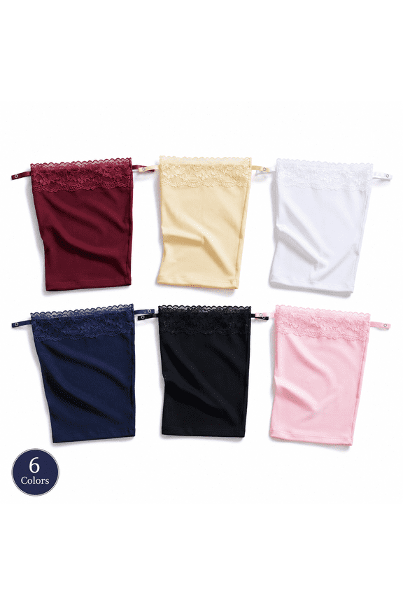 6PCS Modesty Panels for Low Cut Tops, Women's Lace Clip-on Imitation Camisole Bra Insert Overlay Modesty Panel Vest, Lace Mock Camisole Invisible Bra Vest for Low-Cut Tops and Dresses