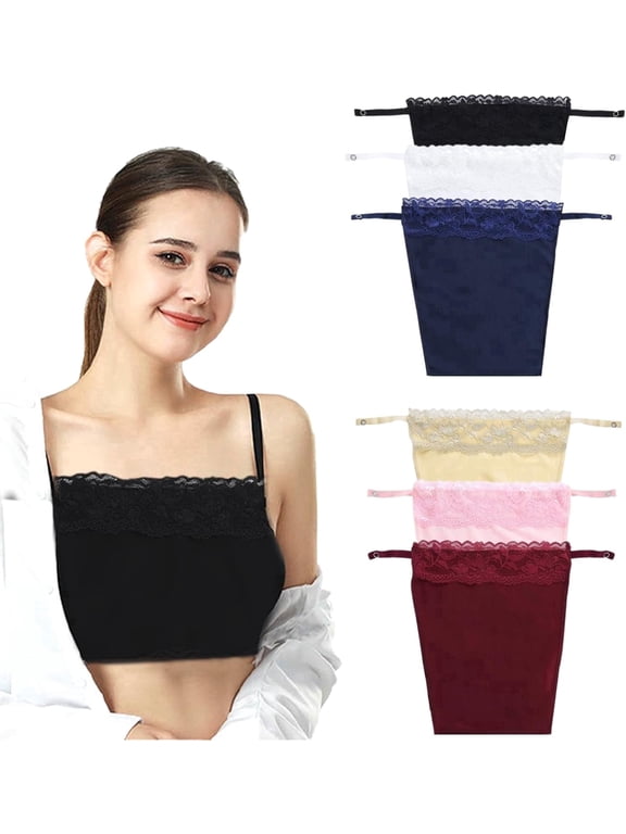 6PCS Lace Modesty Panels for Low Cut Tops, Clip-on Cleavage Cover with Anti-Exposure Overlay, Adjustable Snap Clips for Dresses & Blouses