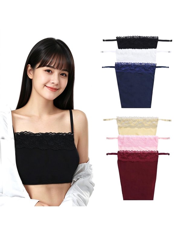 6PCS Modesty Panels for Low Neckline Dresses, Women Lace Imitation Camisole Clip-on Bra Insert Overlay, Anti Peep Cleavage Cover