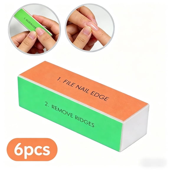 6PCS Multi-Sided Nail Buffer Block, 4-Way Professional Nail File Polisher for Shaping Edges, Removing Ridges, Smoothing and Polishing Natural & Acrylic Nails, Salon & Home Manicure Tool