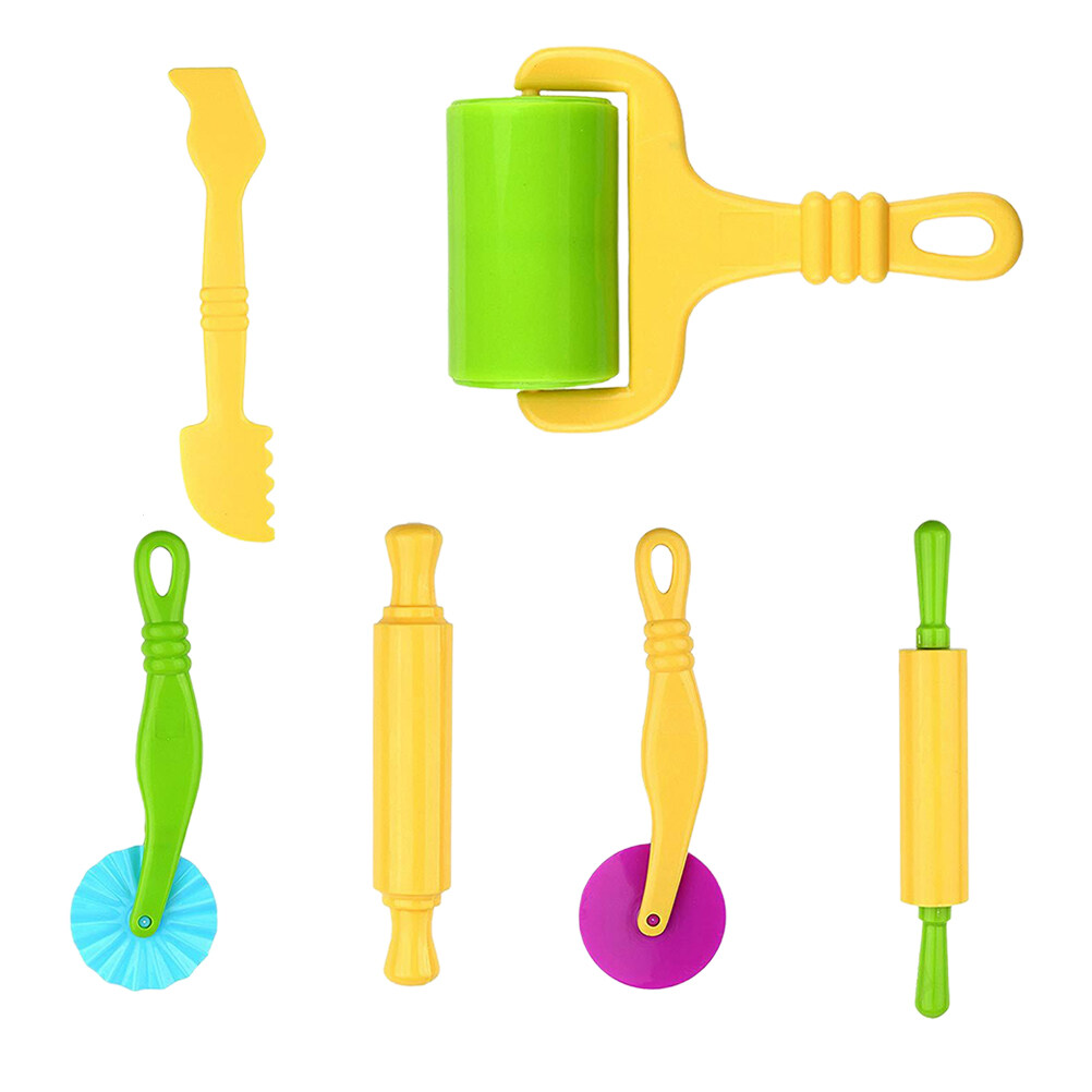 6PCS Multifunctional DIY Handheld Roller Plastic Toy Clay Rolling Pin Dough  Tool for Children Kids Craft 