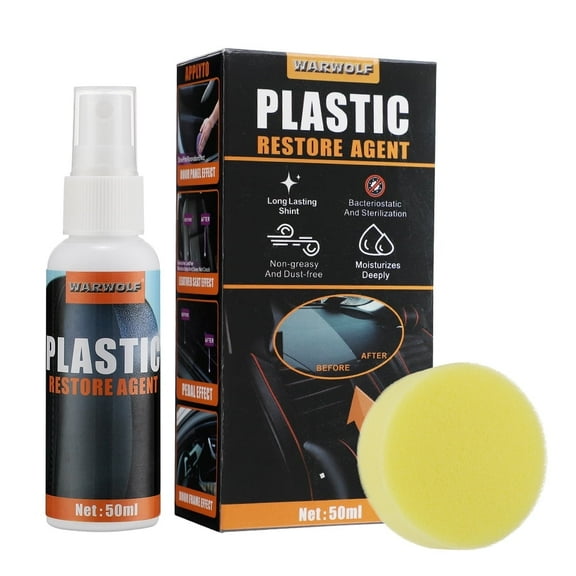 Plastic Restorer, Cars Ceramic Plastic Coating Trim Restore, Shines & Protects Plastic, Decal Restorer with Long-Lasting Protection Spray for Vehicle