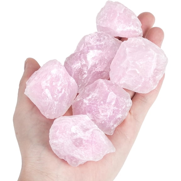 6PCS Natural Pink Rose Quartz,1.2-1.6"Rough Stones Large Raw Crystals Bulk Healing Gemstones for Reiki, Tumbling, Fountain Rocks