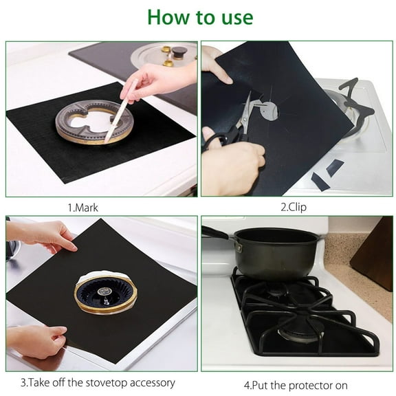 6PCS Non Stick Stove Burner Covers for Gas Stove Reusable Heat-Resistant Range Protectors,10.6*10.6 Inch,Black Easy to Clean,Stovetop Liners for Kitchen Cooking
