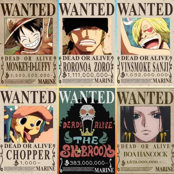 6PCS One Piece Theme Bedroom Wall Decoration Posters (8X10 in) Unframed