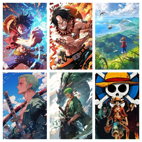 6PCS One Piece Theme Bedroom Wall Decoration Posters (8X10 in) Unframed