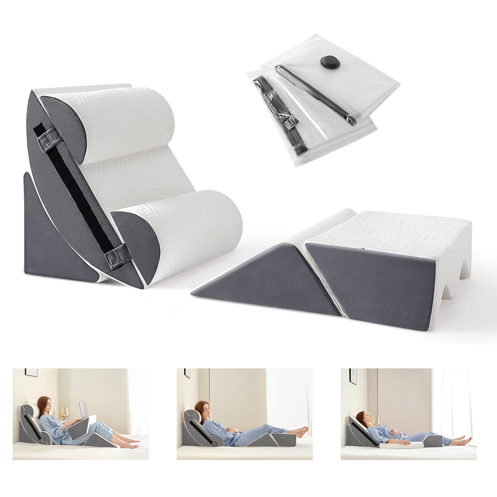 6PCS Orthopedic Bed Wedge Pillow Set for Sleeping - Triangle Pillow Wedge for After Surgery Body Neck Back & Leg Pain Relief Acid Reflux GERD Snoring Relief Supportive Memory Foam mellow cloud pillow