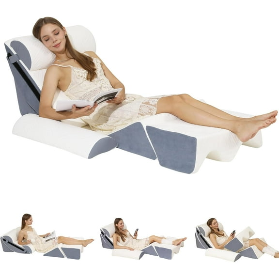 6PCS Orthopedic Wedge Pillow Set for Surgery Recovery & Acid Reflux  30D High-Density Foam Bed Support for Back, Legs, and Knees  Adjustable Modular Body Positioning System with Breathable Covers