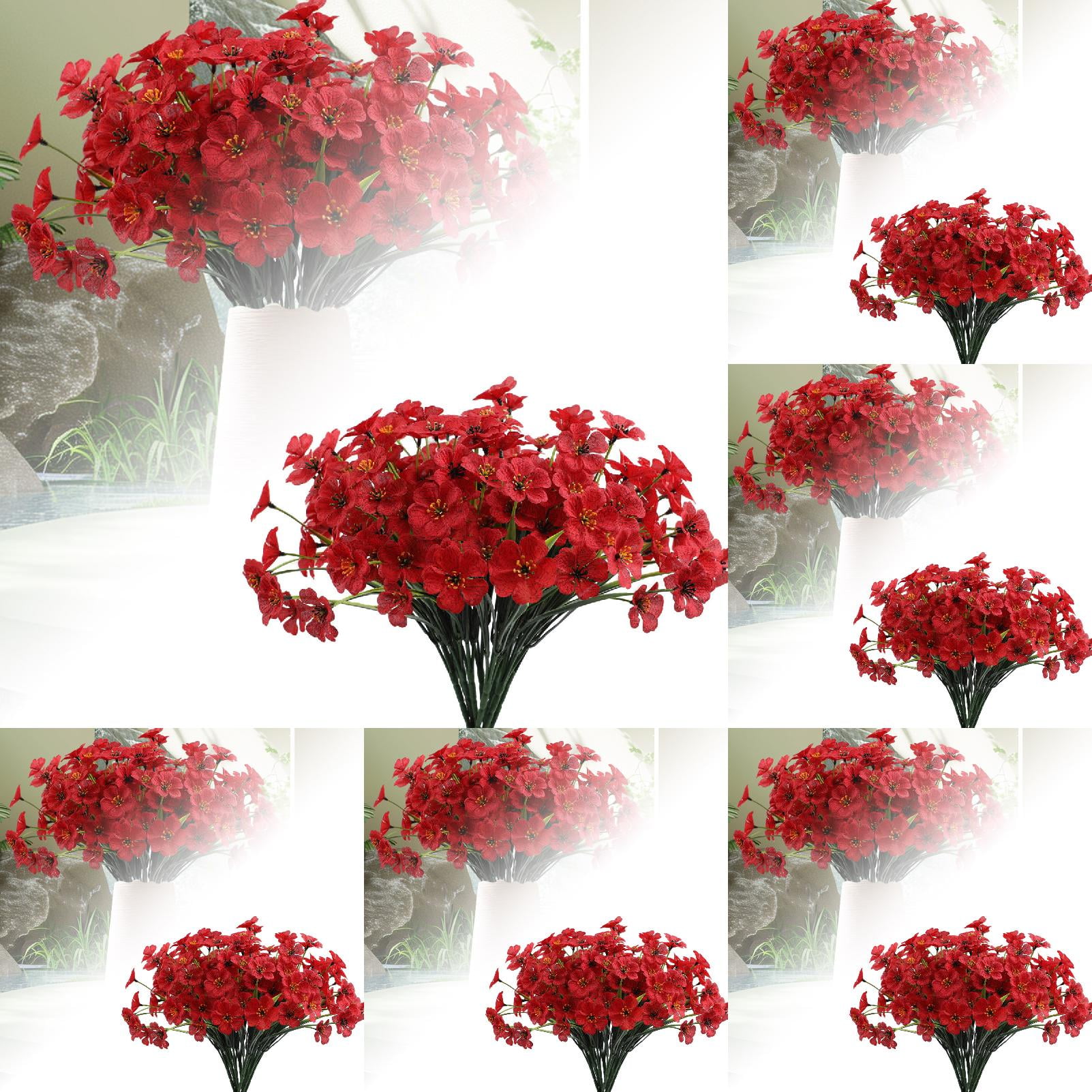 6PCS Outdoor Artificial Flowers - Colorful & Flowering Shrubs for Garden, Patio & Home Decor - Weatherproof Flowers for All Seasons