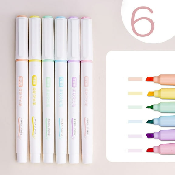 6PCS Pastel Highlighters Set,Chisel Tip Assorted Colors for Study Supplies,No Bleed Quick Dry Highlighters,highlighting markers,Macaron color palette