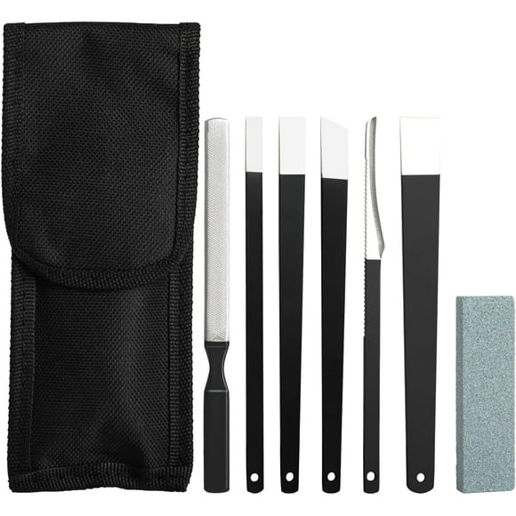 6PCS Pedicure Knife Set, Professional Stainless Steel Callus Remover with Storage Bag, Ingrown Toenail Knife Tools Foot Scraper Knife for Dry, Hard, and Cracked Skin Care - Black