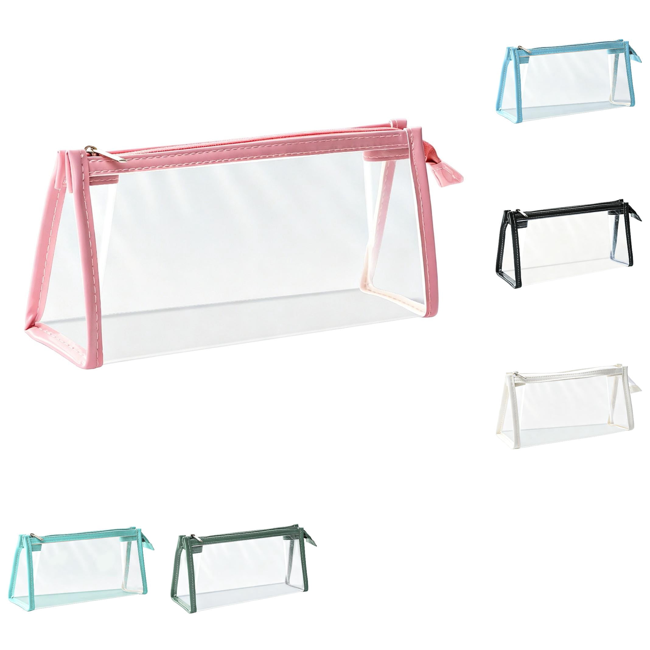 6PCS Pencil Cases Pen Pouch Clear Transparent Marker Pouch with Zipper,Exam Pencil Storage Bag Travel Cosmetic Makeup Bag,Stationery Toiletries Organizer for Students Adults Teen(6 colors)