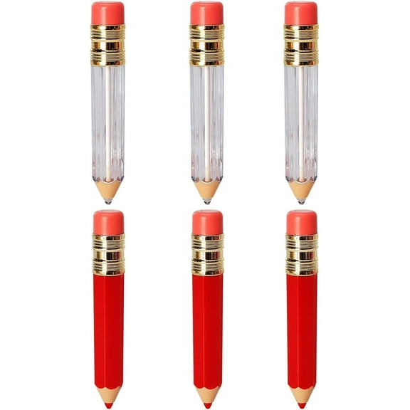 6PCS Pencil Lip Gloss Tubes, Refillable Mini Lip Balm Containers