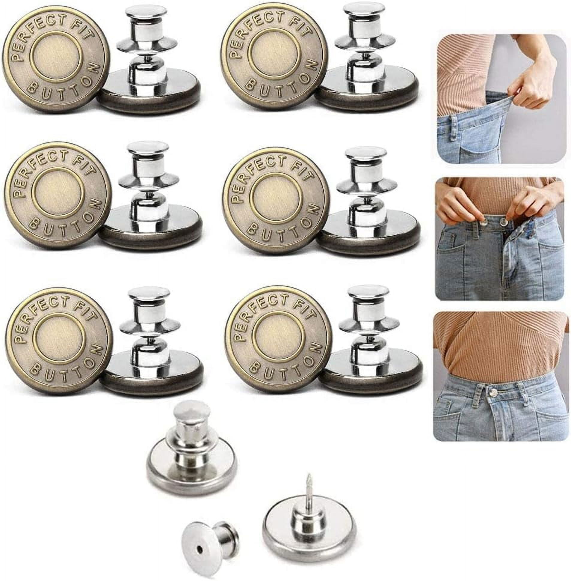 genbz 8 PCS Perfect Fit Instant Button, Instant Buttons, Jean Replacement  Buttons Removable Button No Sew Buttons to Extend or