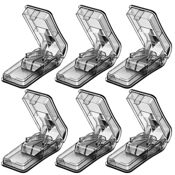 6PCS Pill Cutter for Small Pills, Tablet Splitter with Blade Guard, Safety Medicine Slicer, Medication Divider Cutting Drugs