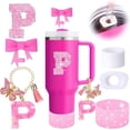 thumbnail image 1 of 6PCS Pink Stanley Cup Accessories Set, Initials Decorations for Stanley Cup 30oz 40oz, Includes Bow Straw Topper, Handle Charm, Letter Sticker, Silicone Boot, Spill Proof Stopper, 1 of 10
