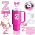 thumbnail image 1 of 6PCS Pink Stanley Cup Accessories Set, Initials Decorations for Stanley Cup 30oz 40oz, Includes Bow Straw Topper, Handle Charm, Letter Sticker, Silicone Boot, Spill Proof Stopper, 1 of 10