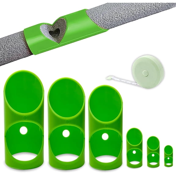 6PCS Pipe Insulation Cutting Guide Molded Foam Cutter Tool with 15MM-53MM Fixture for Home/Industrial/Commercial Plumbing + Bonus 59" Tape Measure (Green) -