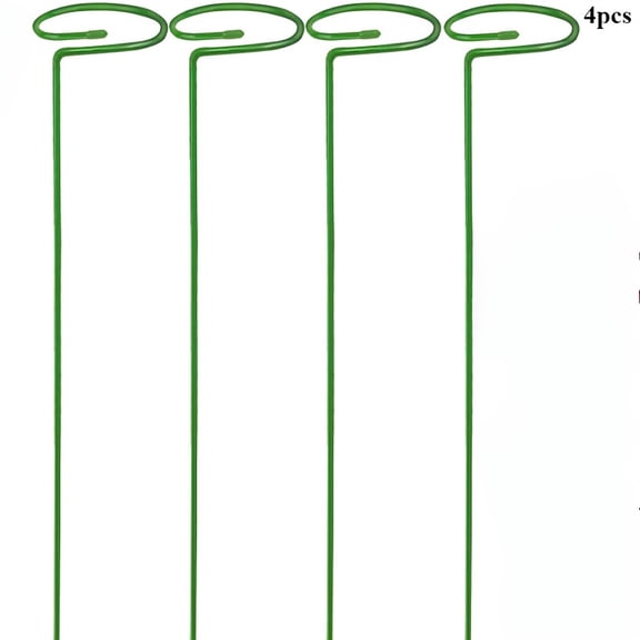 6PCS Plant Support Stakes 10 Inches Tall 0.16 Inches Thick Metal Single Stem Support Rings, Green Iron Plastic Coated Garden Stakes for Amaryllis, Flowers, Tomatoes,