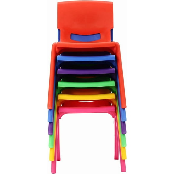 6PCS Plastic Stackable School Chairs, Colorful Stacking Preschool Students Chairs, Portable Seating Plastic Classroom Chair for Daycare Home Indoor Outdoor(21.65" H)